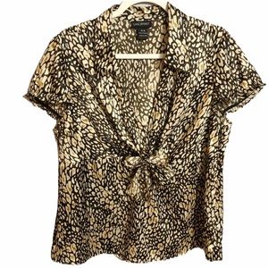 Lane Bryant Gold Animal Print Babydoll Top